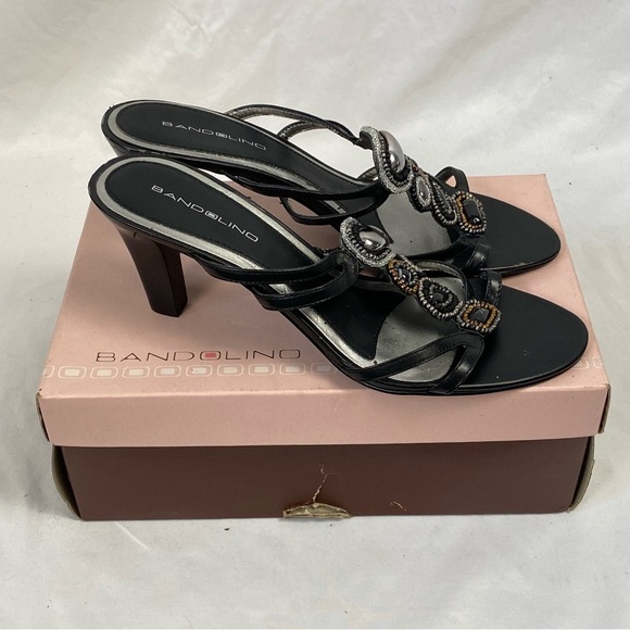 Bandolino Shoes - Bandolino Black Strappy Beaded Heels Size 10 M New With Defect